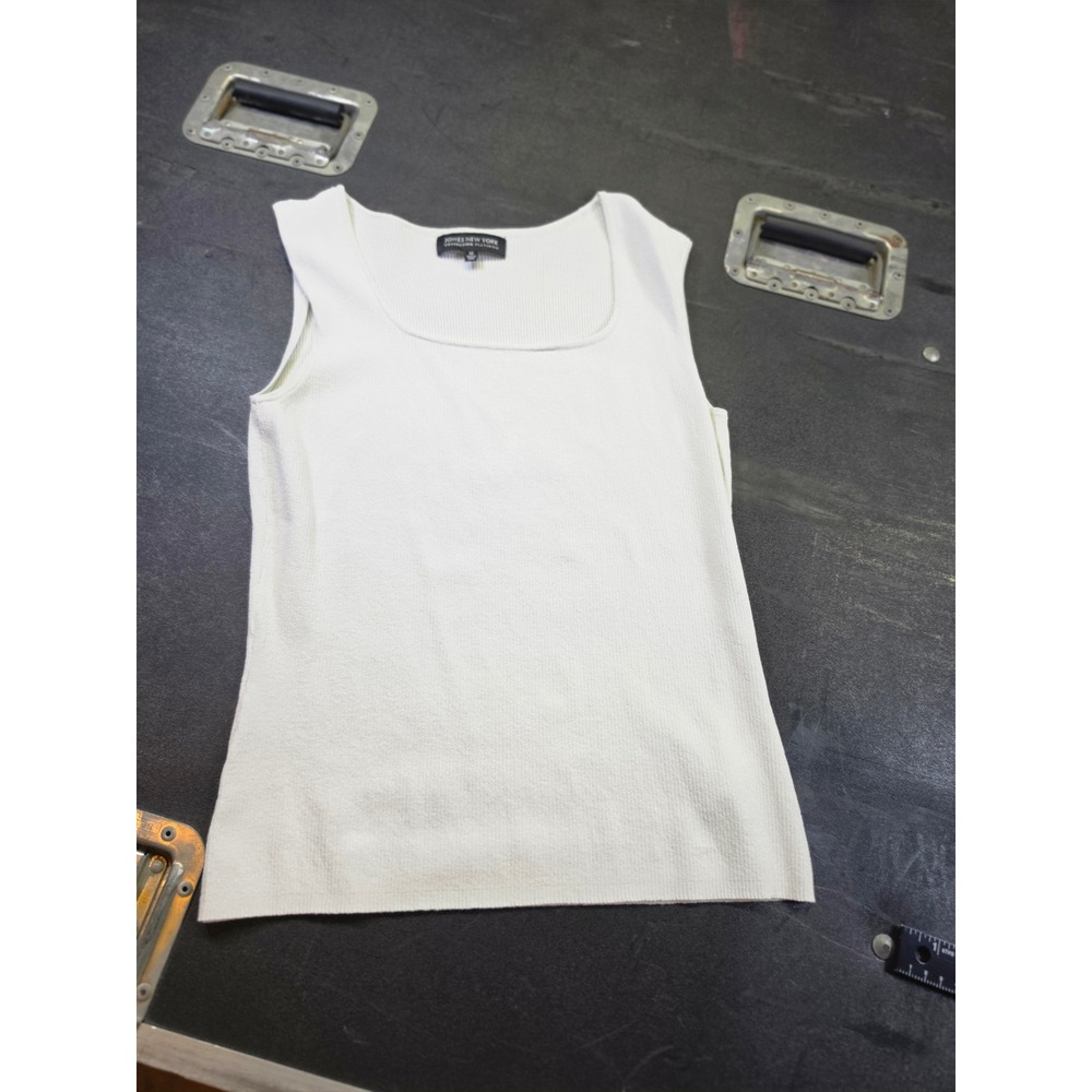 Jones New York Collection Platinum Cream Ribbed Knit Tank Top Size M